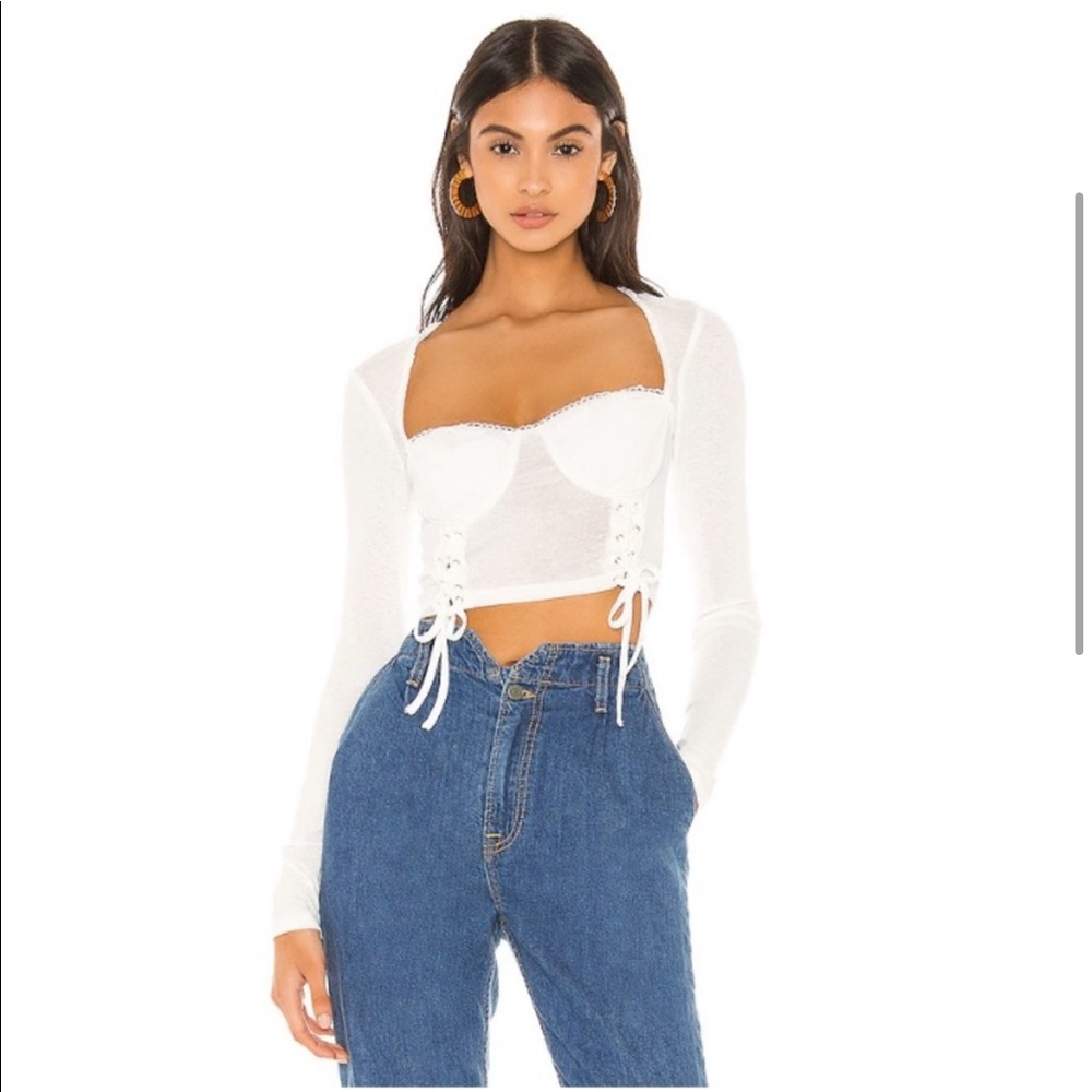 Aniah Lace Up Top in White by Superdown